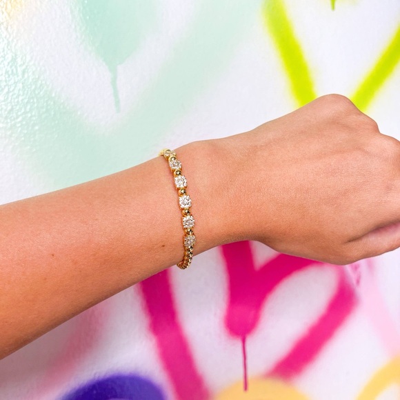 Taylor Shaye Zoe Diamond Flower Gold Bracelets - Picture 2 of 4